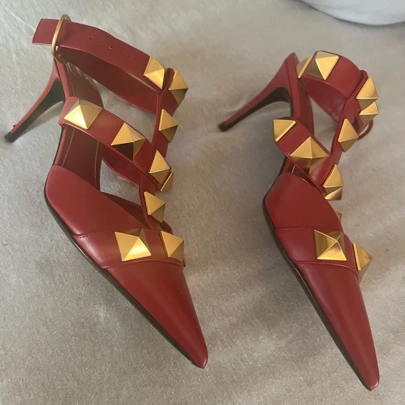 Valentino Red Studded Heels - Picture 8 of 16